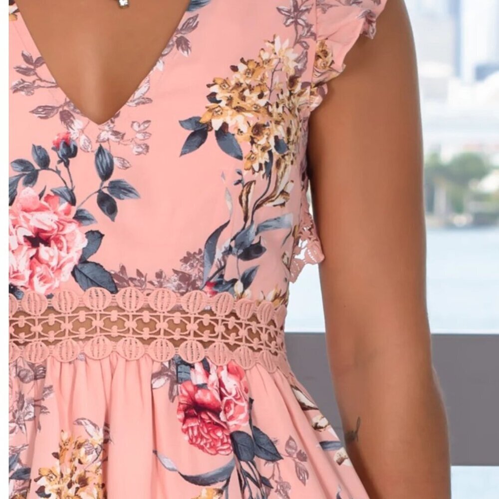 She + Sky Pink Floral High Low Dress - Picture 2 of 9